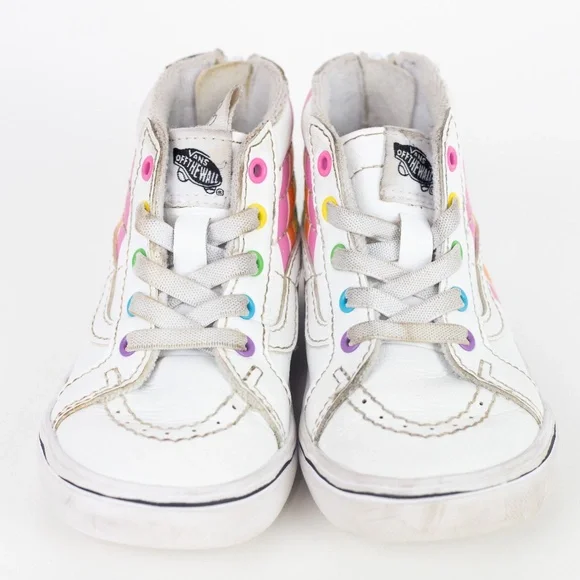 Vans x Flour Shop Rainbow High Tops Toddler Size 8 White Rainbow - Picture 3 of 13
